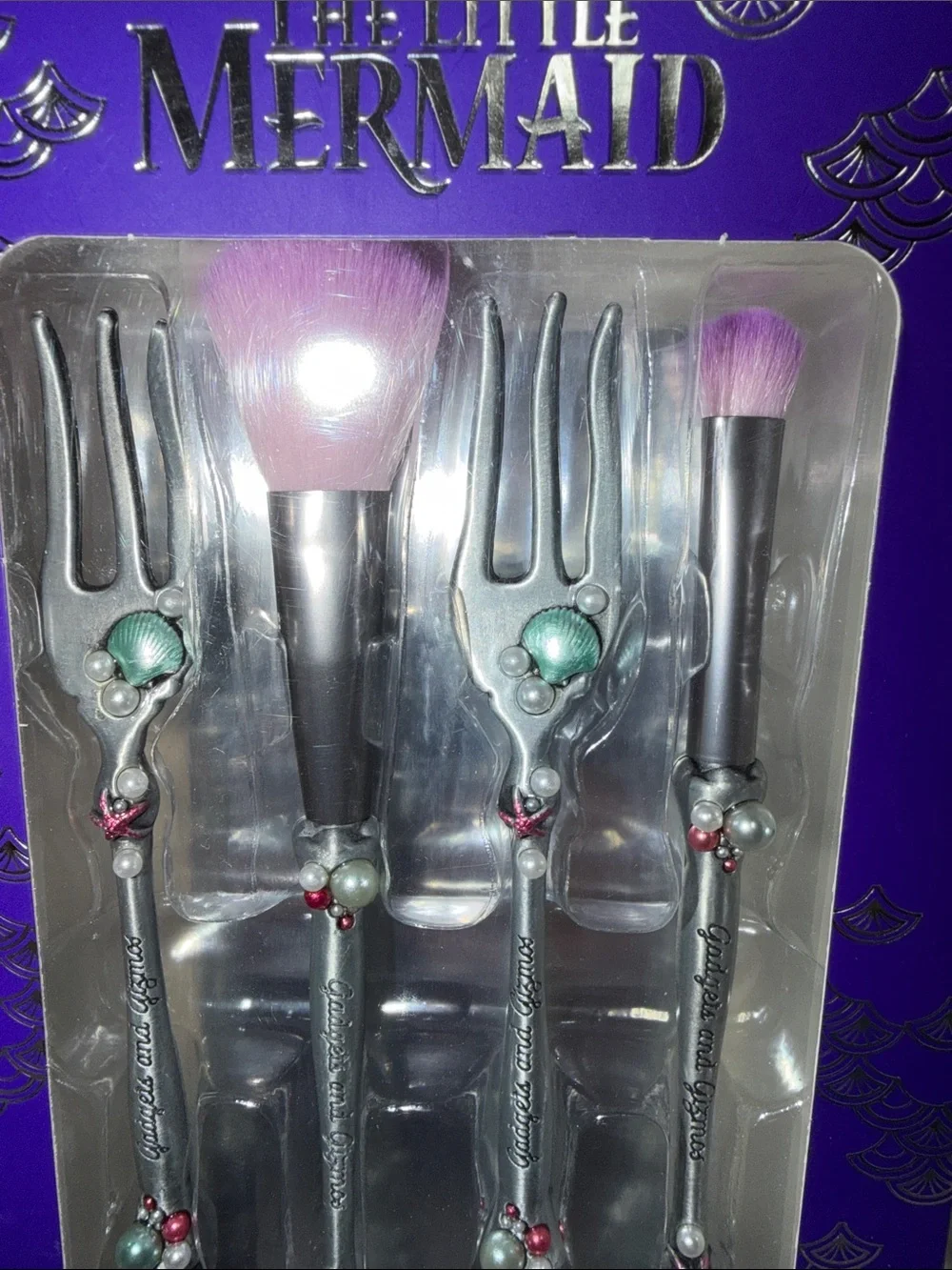 Disney The Little Mermaid Dinglehopper Makeup Brush Set - Purple, Silver, Teal